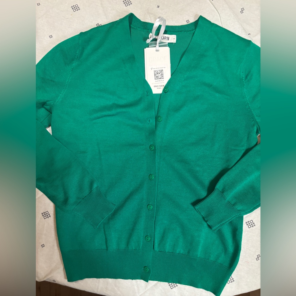 Grace Karin Kelly Green Knit Cardigan